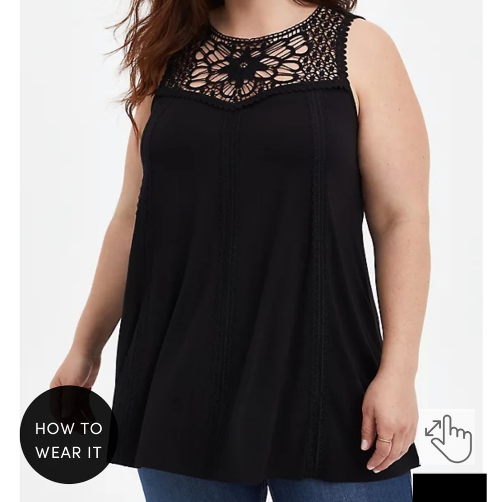 N Torrid Super Soft High Neck Crochet Inset Tank Top Size 2